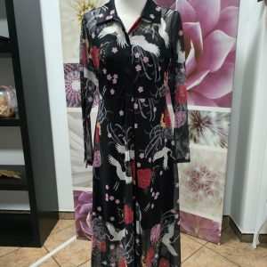 Vestido camisero tejido en Tul fino